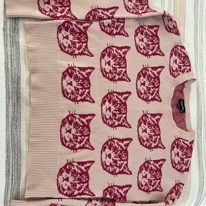 Dry Goods Pink Cat Pattern Sweater size small
